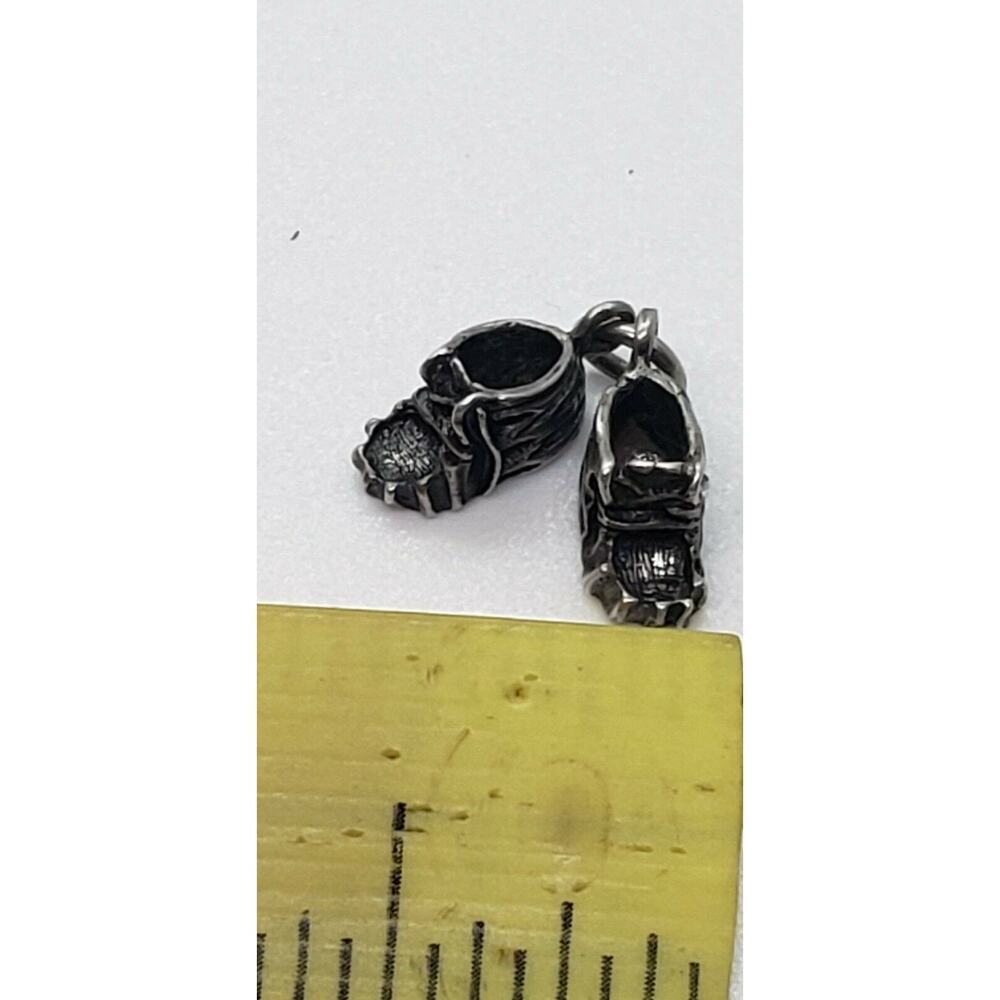 Vintage Charm Baby Shoes Booties Sterling Silver Tiny Pair Pendant Mom Kid - Picture 7 of 8